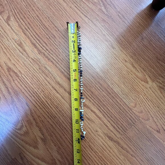 Vintage Blue & White Shell Bead Necklace Gold Tone Spacer Beads 15.5g 24” - Picture 9 of 10